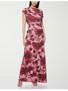 Red & Pink Floral Wedding Guest Dress Skirt